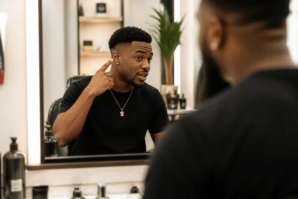 Ask barber for drop fade black men mirror