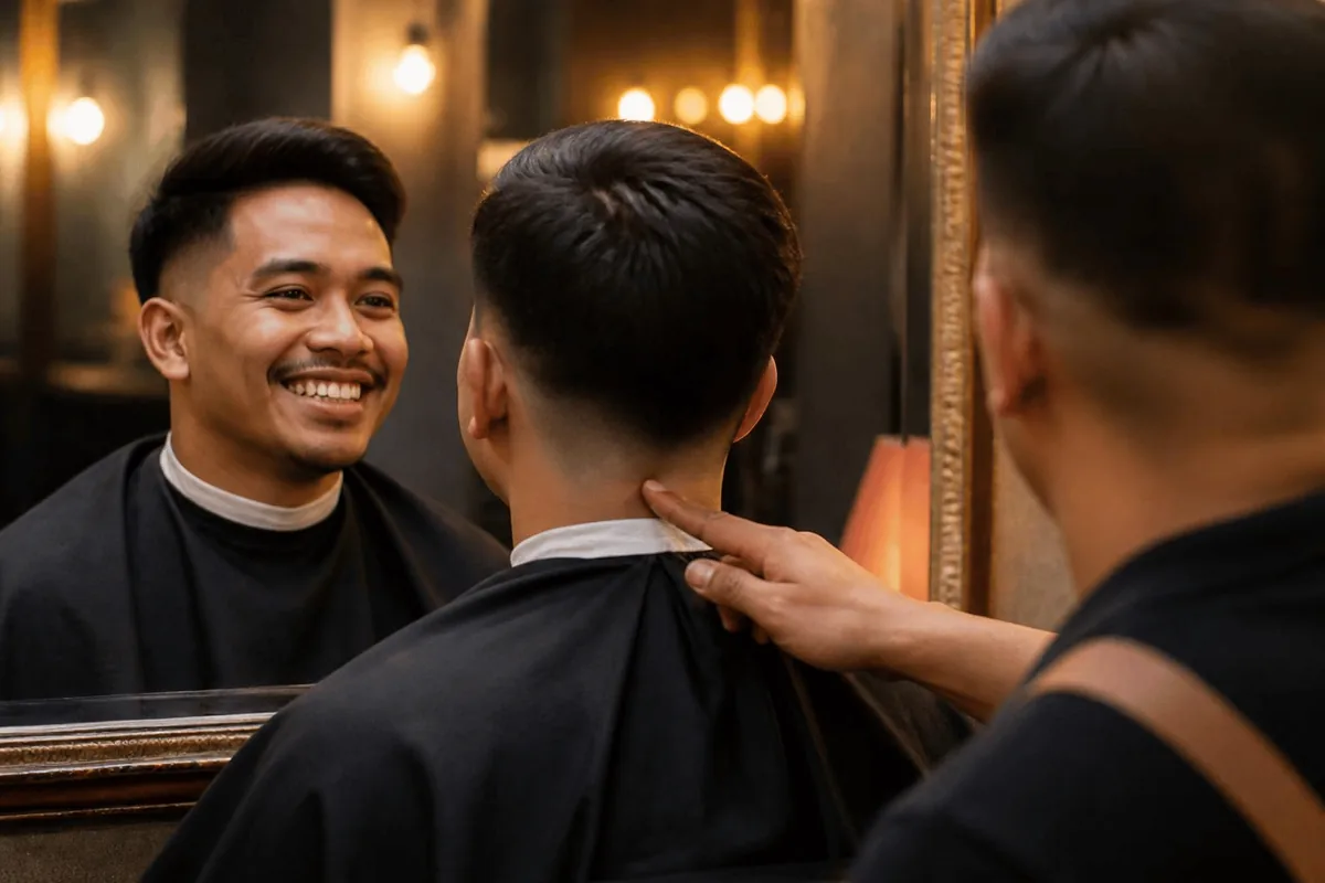Ask barber for drop fade neckline mirror