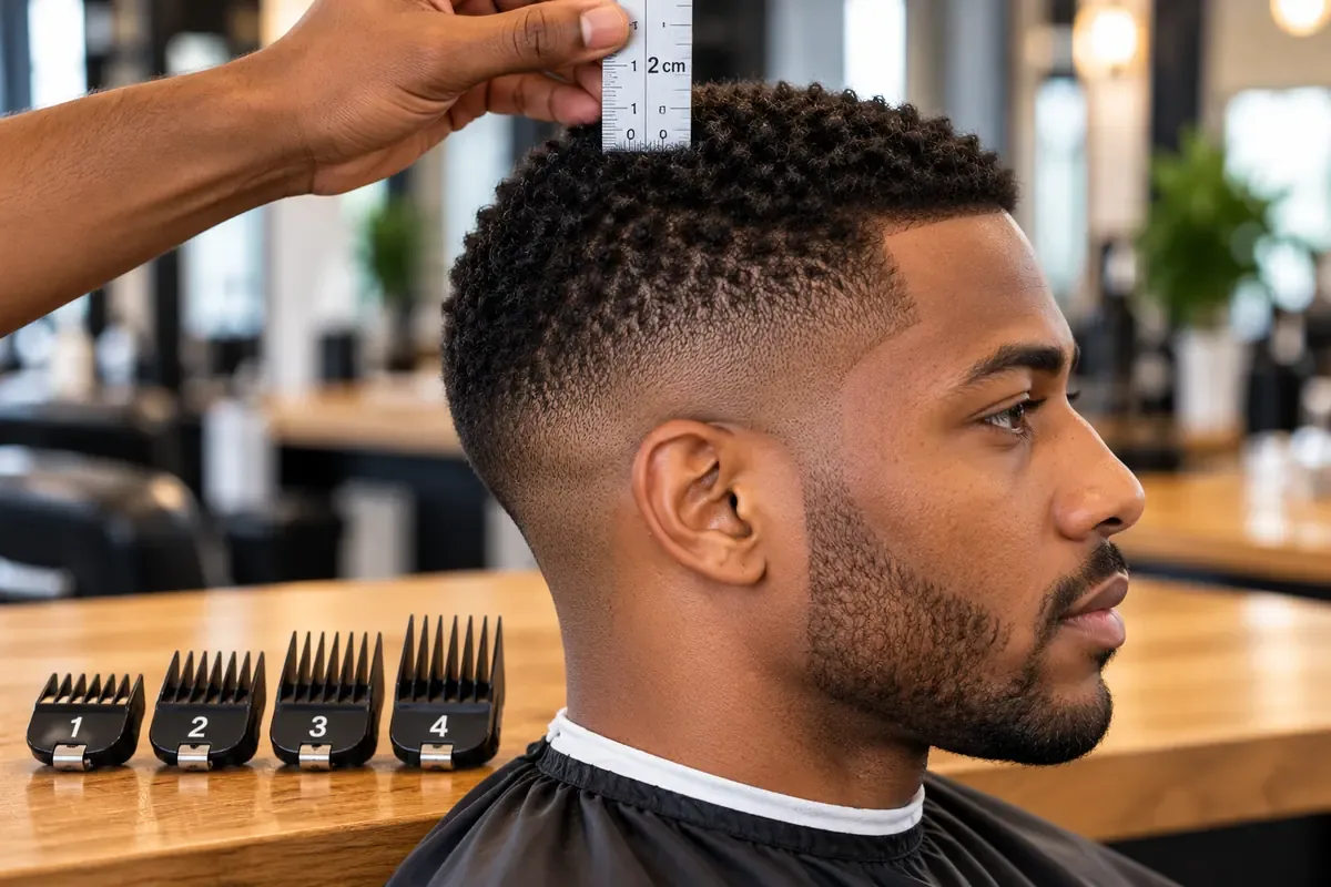 Clipper guards number 1 to 8 laid out to show crew cut length on top and sides