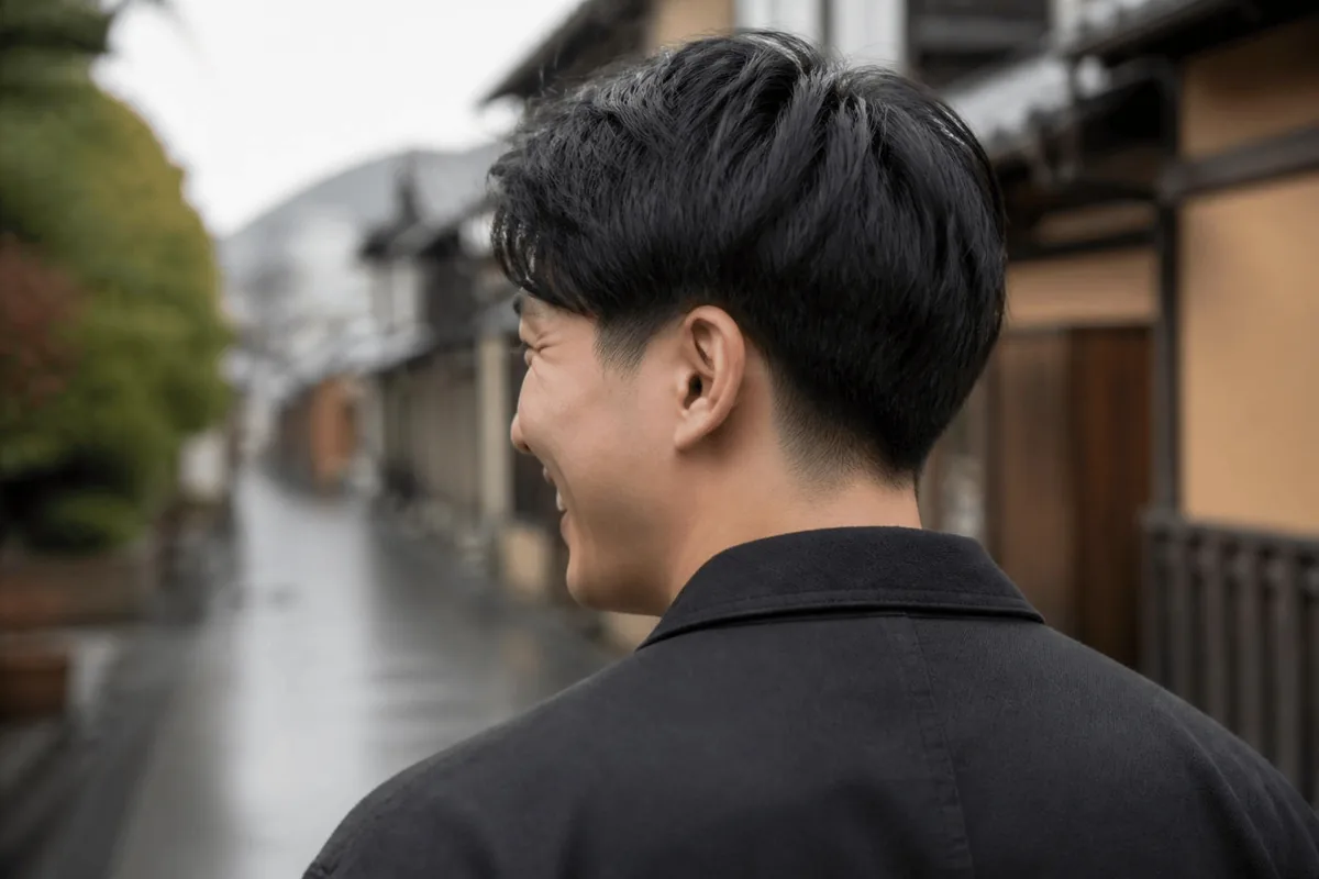 Drop fade neckline rounded shape back view kyoto