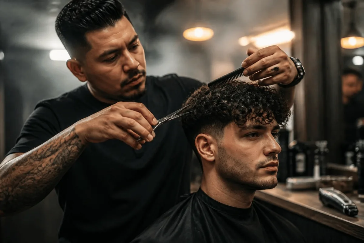 Dry cut curly hair barber