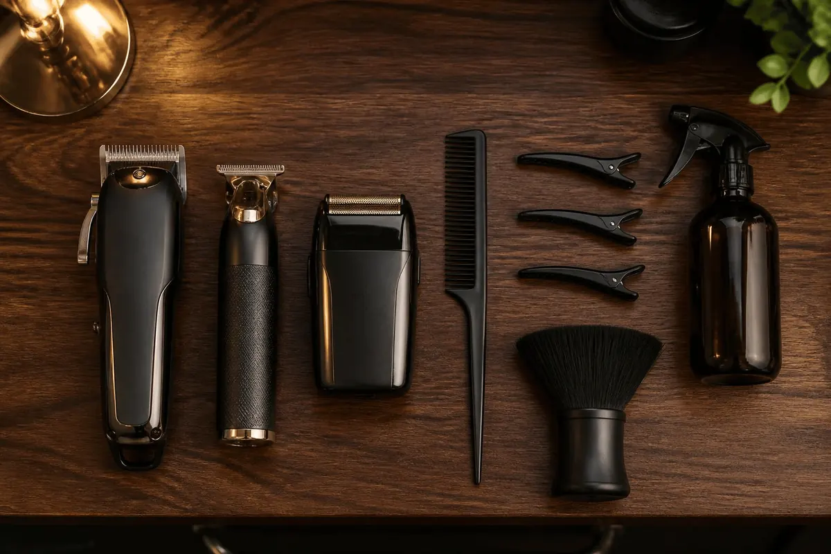 How to cut a drop fade tools flat lay