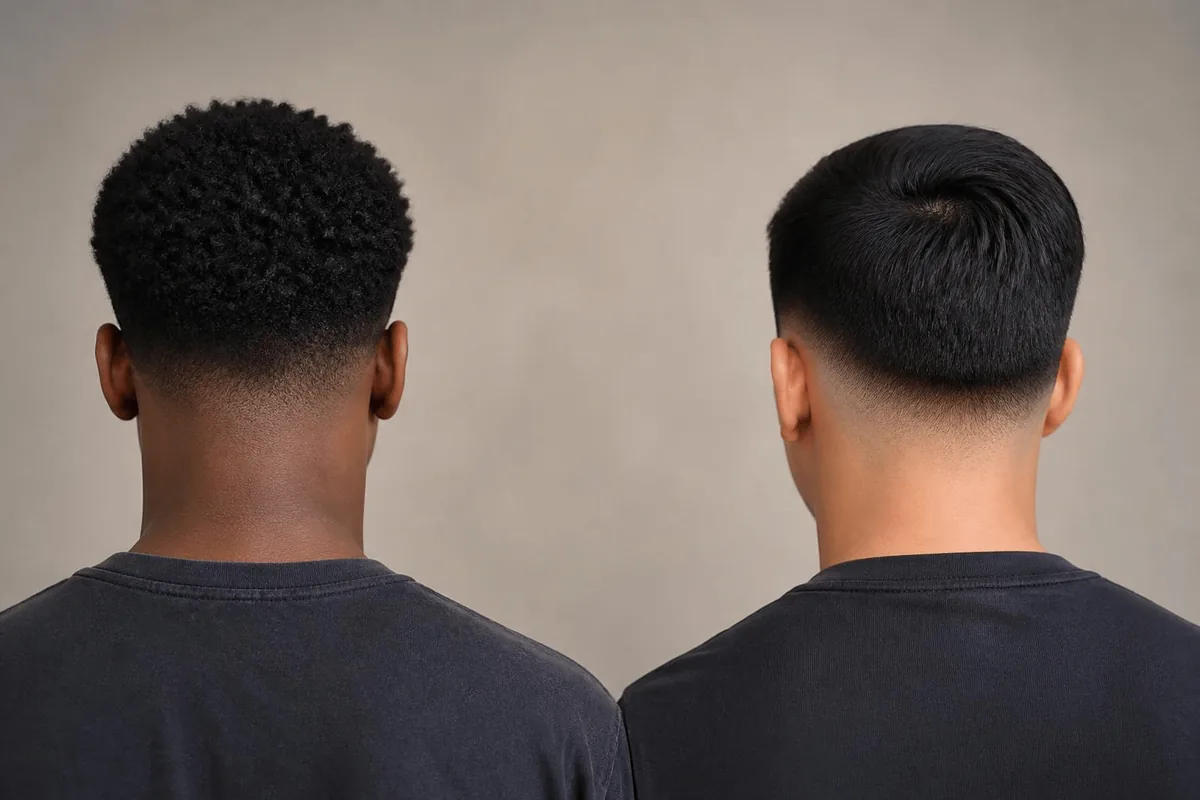 Low drop fade vs straight fade back view