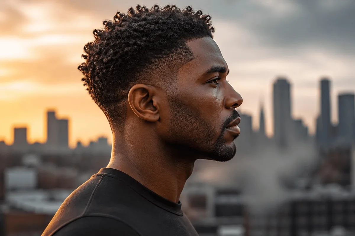 Low taper fade curly hair
