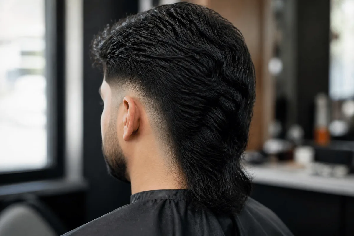 Low taper fade mullet back view