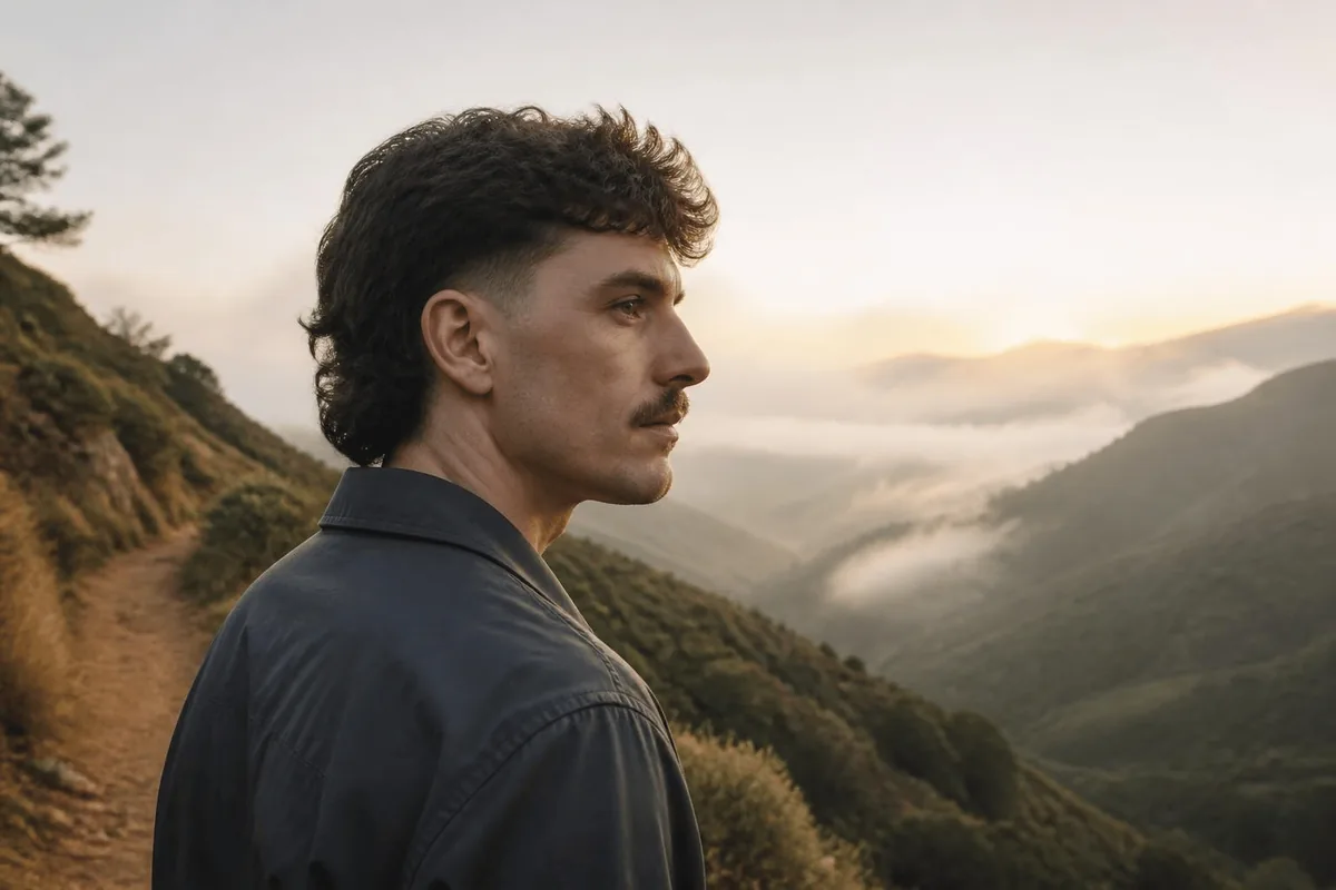 Low taper fade mullet wavy hair