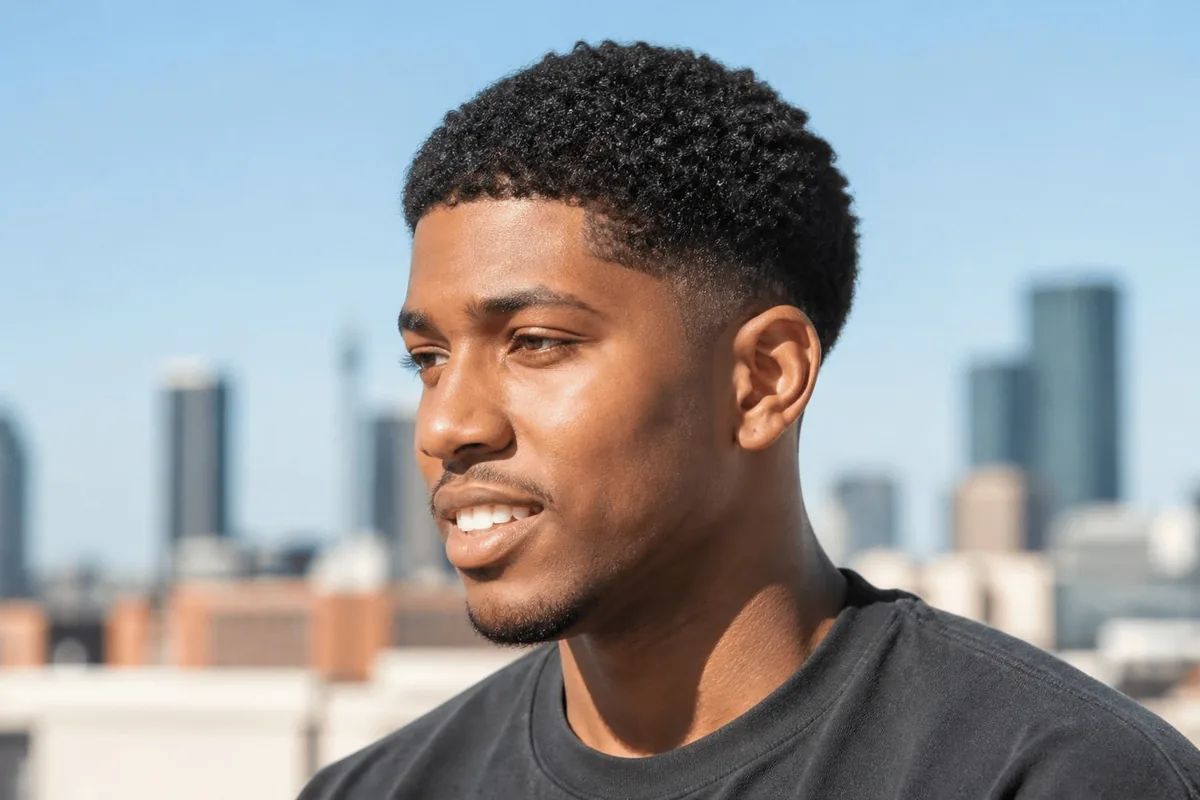 Low taper fade with textured crop
