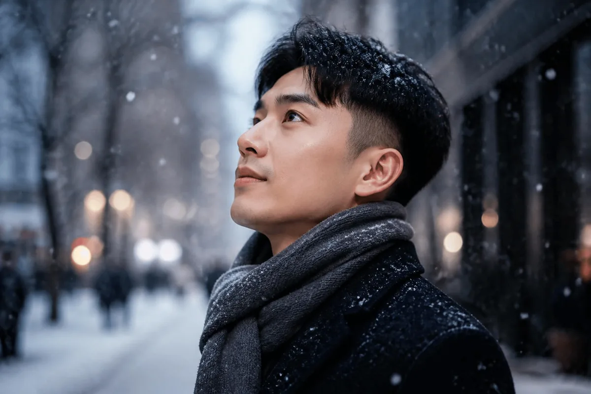 Mid drop fade winter snow street