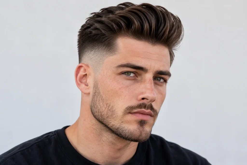 Pompadour haircut for men front view