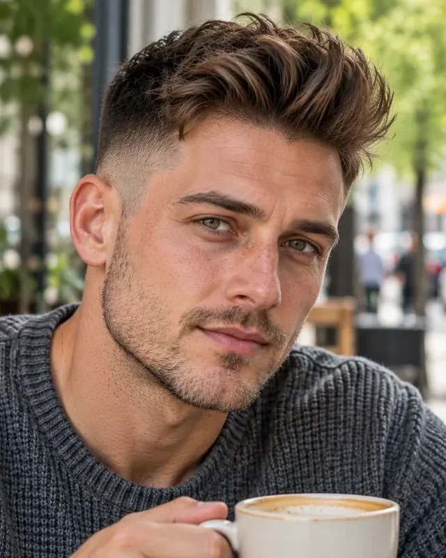 Quiff haircut for men, front view